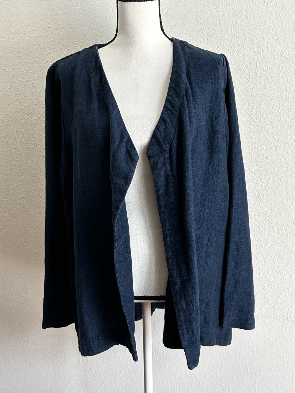 Pure J.Jill Linen Open Front Cardigan 100% Linen Blue Women's Size L Pockets - Picture 1 of 8